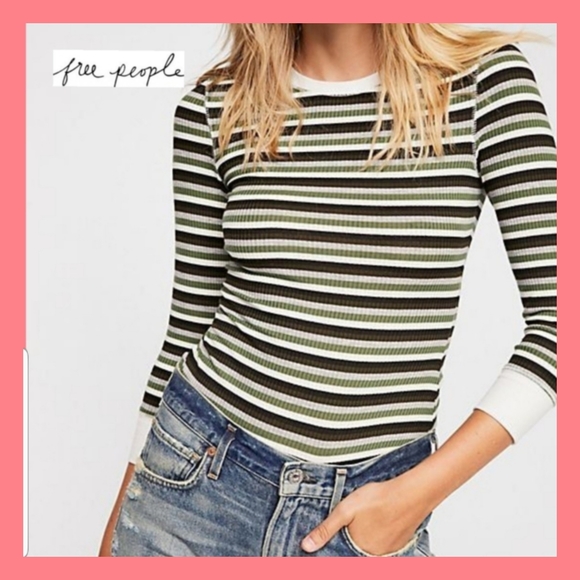 Free People Tops - Free People "Good On You Army" 3/4 Sleeve …